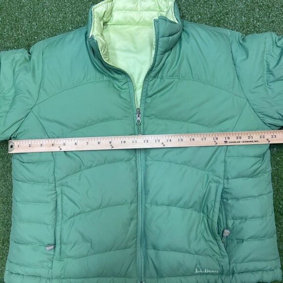 L.L. BEAN Down Jacket Womens Size XL Green Puffer Reversible Outdoors - Picture 8 of 10